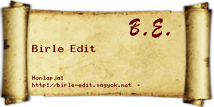 Birle Edit névjegykártya